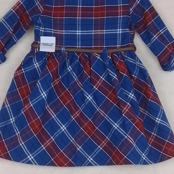 Carter's Baby 2-Peice Flannel Cotton Dress Set Size 12mo in Red Blue Plaid - Picture 10 of 11